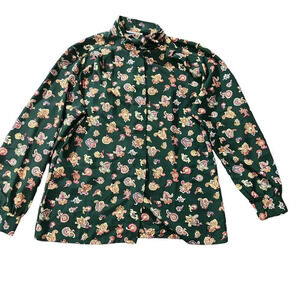 Vintage Pendleton Green Paisley Mock‎ Neck Satin Blouse Size 10